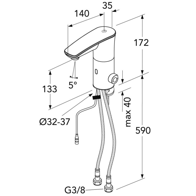 Bezkontakta izlietnes maisītājs Gustavsberg Sensoric 1.0, 9V melns matēts