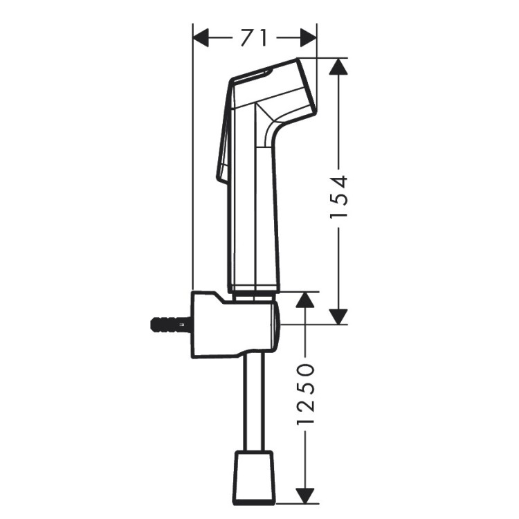 Bidetta higiēniskā rokas duša Hansgrohe ar dušas šļūteni 1250mm, 29234000