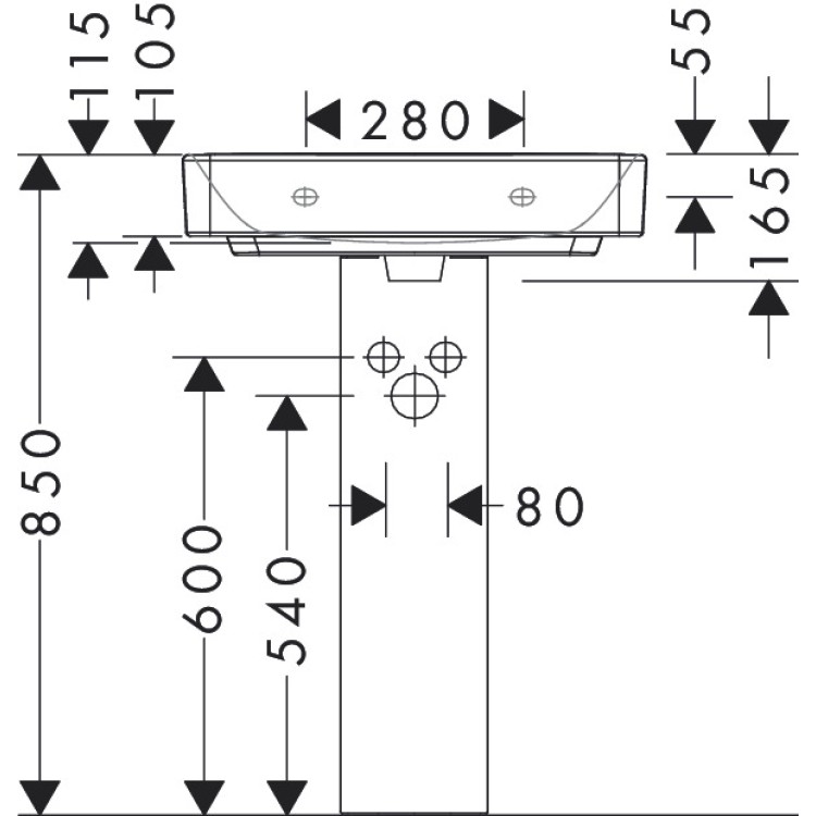 Vannas istabas izlietne Hansgrohe Xenuia Q Compact 600x370 mm, 60213450