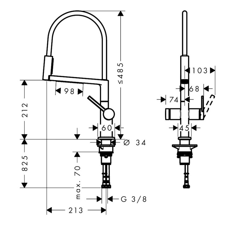 Virtuves izlietnes maisītājs ar noņemamu izteku Hansgrohe Talis Select M54, 72861800