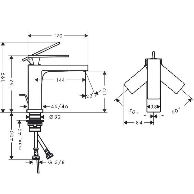 Izlietnes maisītājs Hansgrohe Tecturis E 110 ar pop-up noteces aizvaru, matēta bronza