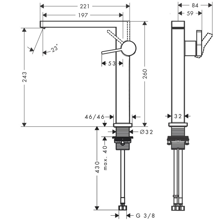 Izlietnes maisītājs Hansgrohe Tecturis E 240 ar push-open noteces aizvaru, matēta bronza
