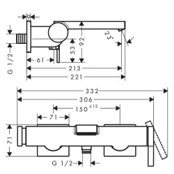Vannas un dušas maisītājs Hansgrohe Tecturis E, hroms