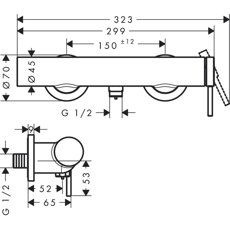 Dušas maisītājs Hansgrohe Tecturis S, melns matēts