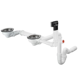 Hansgrohe Dubultās virtuves izlietnes sifons ar pārplūdi un izplūdi D17-10
