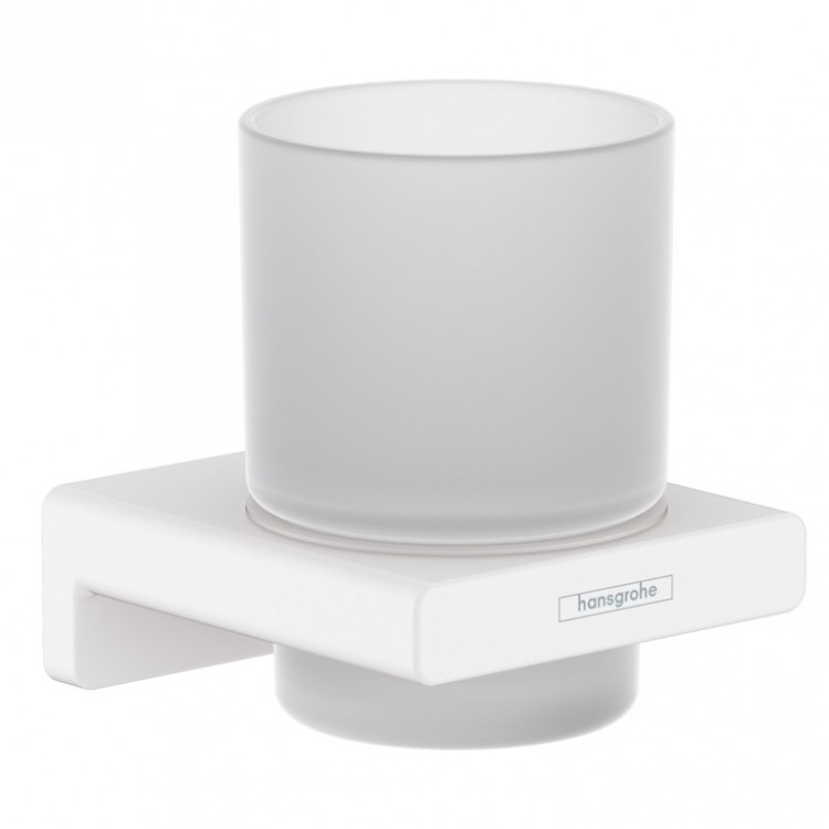 Glāze ar turētāju Hansgrohe AddStoris, balts matēts