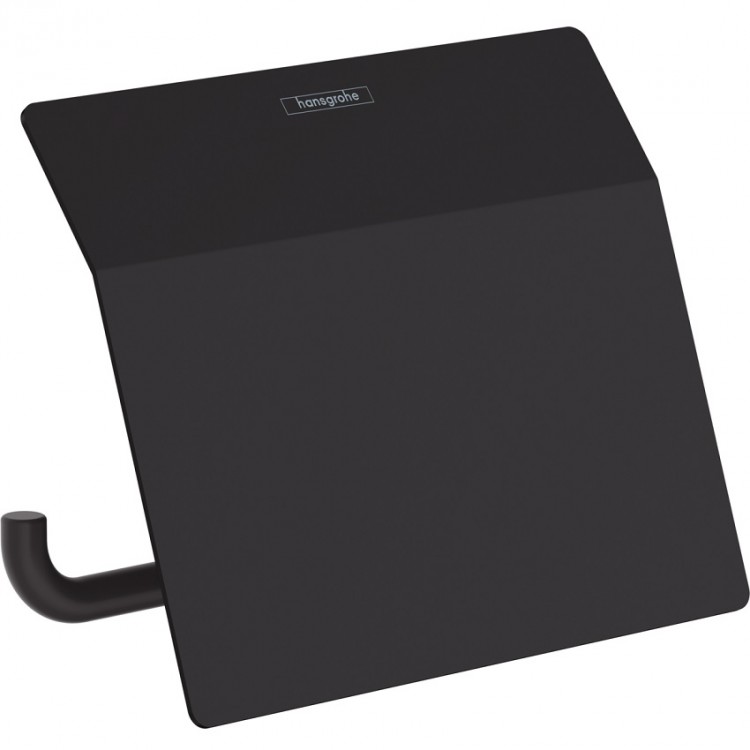 Tualetes papīra turētājs Hansgrohe AddStoris ar pārsegu, melns matēts