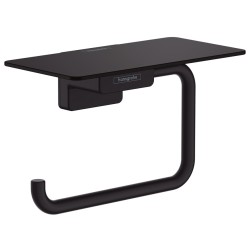 Tualetes papīra turētājs ar plauktu Hansgrohe AddStoris, melns matēts