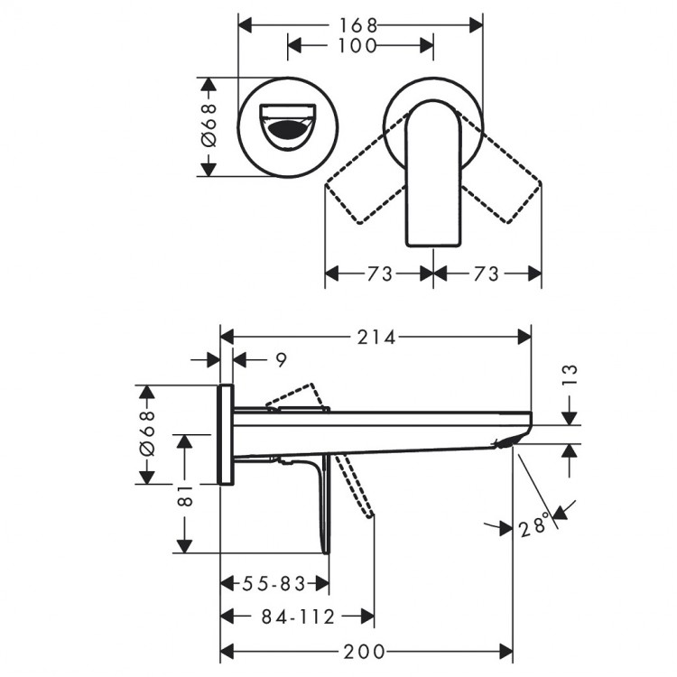 Iebūvējams izlietnes maisītājs Hansgrohe Rebris E, hroms 72568000