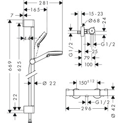 Dušas termostata maisītājs Hansgrohe Ecostat 1001CL + Crometta Vario duša, HG27812400