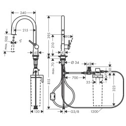 Virtuves izlietnes maisītājs ar filtrēšanas sistēmu 210 un izvelkamu izteku Hansgrohe  Aqittura M91, 76803670