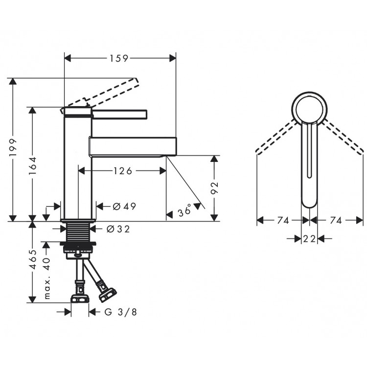 Izlietnes maisītājs Hansgrohe Finoris ar korķi, 76010670