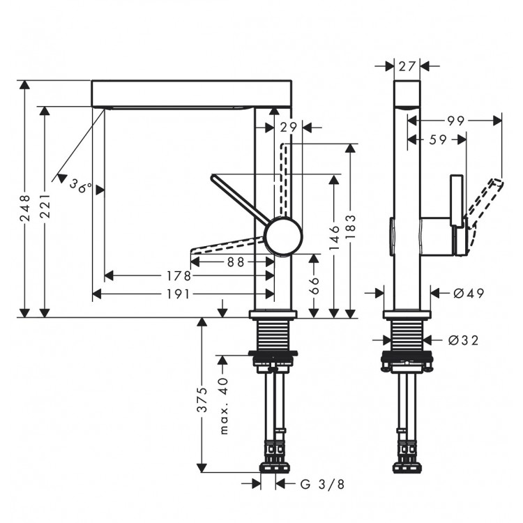 Izlietnes maisītājs Hansgrohe Finoris Izlietnes jaucējkrāns ar pagriežamu izteku, 76060000