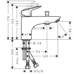 Vannas maisītājs uz vannas malas Hansgrohe Logis Monotrou, melns matēts 71315670