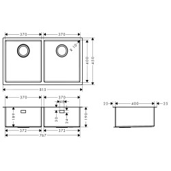 Virtuves izlietne Hansgrohe S719-U765 815x450mm, stainless steel