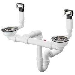 Hansgrohe Dubultās virtuves izlietnes sifons ar pārplūdi un izplūdi D15-10