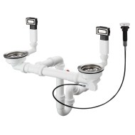 Hansgrohe Dubultās virtuves izlietnes sifons ar pārplūdi un Pop-Up izplūdi D15-11