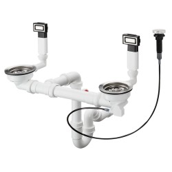 Hansgrohe Dubultās virtuves izlietnes sifons ar pārplūdi un Pop-Up izplūdi D15-11