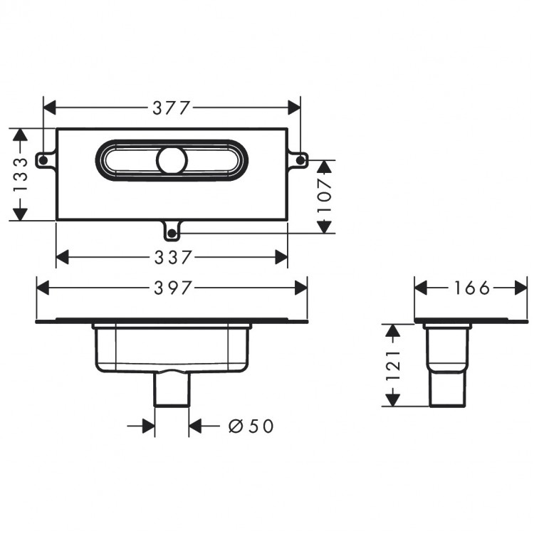 Dušas kanālu montāžas komplekts Hansgrohe traps uBox Universal, vertikāls 01002180