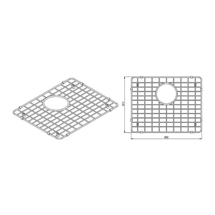 Turtl Tērauda režģis izlietnes pamatnes aizsardzībai 392x311 mm