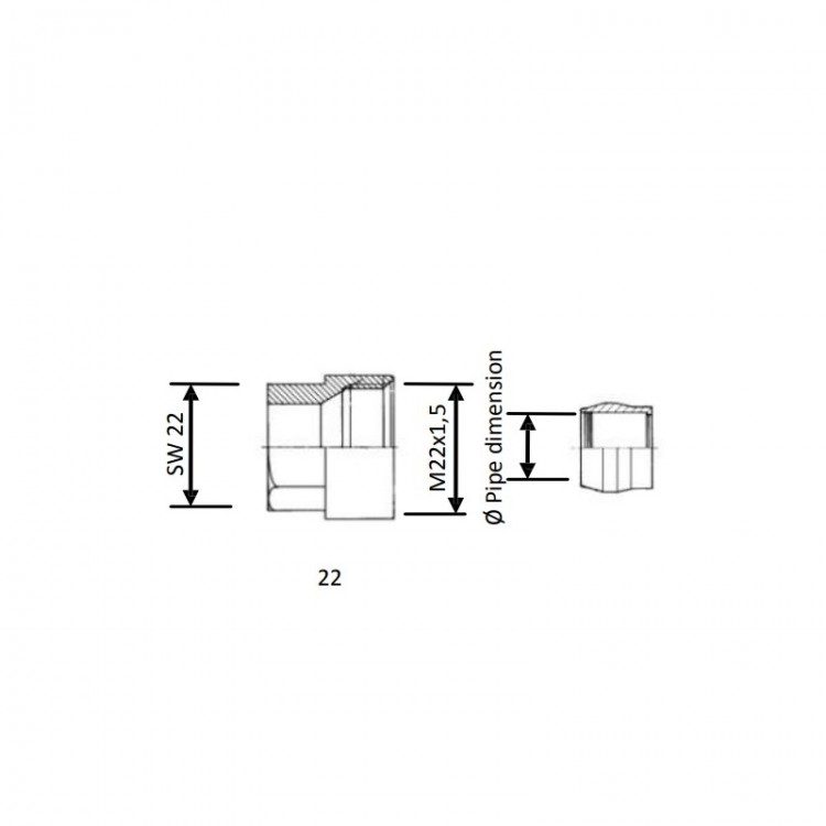 Kompresijas savienojums (eirokonuss) G 3/4x15 Herz, karbona un kapara caurulēm