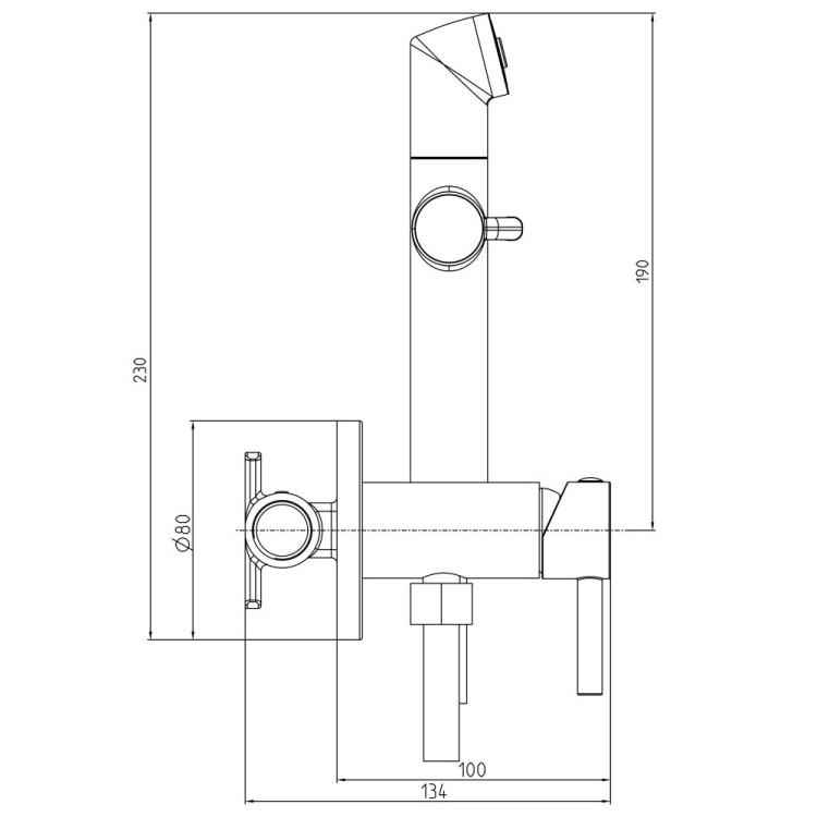 Iebūvējamais bidetta maisītājs Herz Fresh f192, hroms