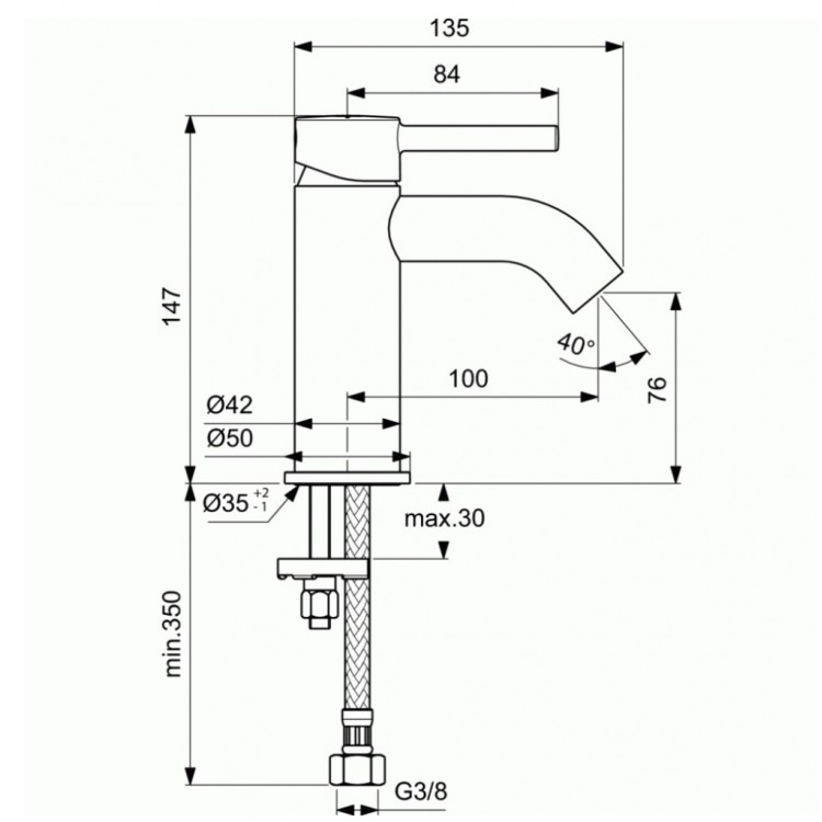 Izlietnes maisītājs Ideal Standard Ceraline, melns matēts BC268XG