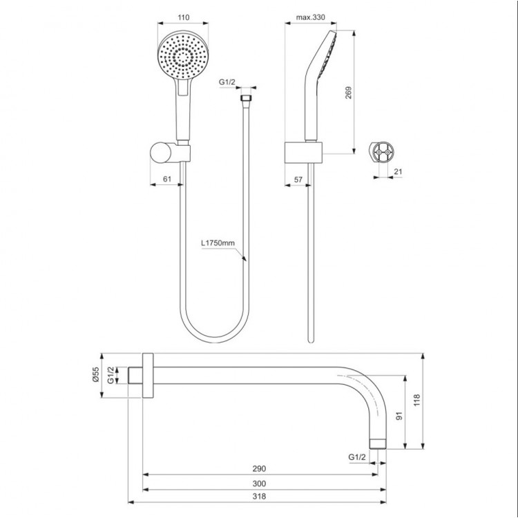 Termostata dušas sistēma iebūvējamā Ideal Standard Ceratherm Navigo, A7771AA