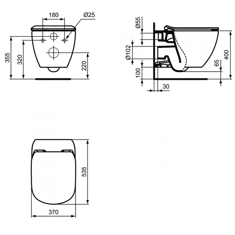 Tualetes pods piekaramais Ideal Standard Tesi AquaBlede ar Soft Close vāku