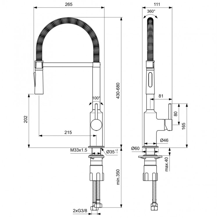 Virtuves izlietnes maisītājs Ideal Standard Ceralook Semi Pro, BC302AA