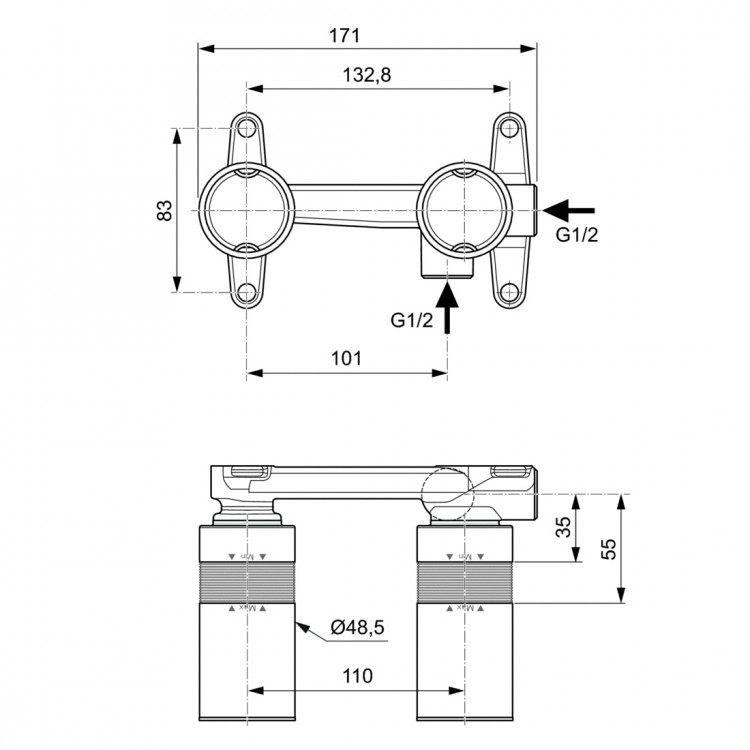 Iebūvējamā izlietnes maisītāja Ideal Standard iebūvējamā darba daļa, A1313NU