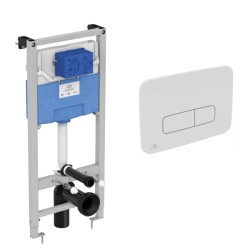 Iebūvējamais rāmis tualetes podam Ideal Standard ar baltu pogu, R020467/0123AC
