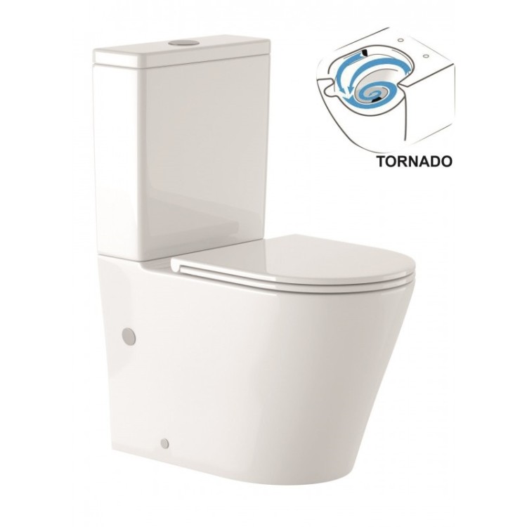 Tualetes pods Inter Ceramic Tornado Rimless ar Soft Close poda vāku, balts