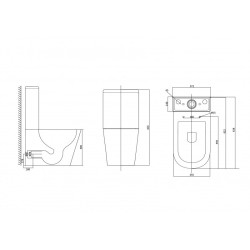 Tualetes pods Inter Ceramic Tornado Rimless ar Soft Close poda vāku, balts