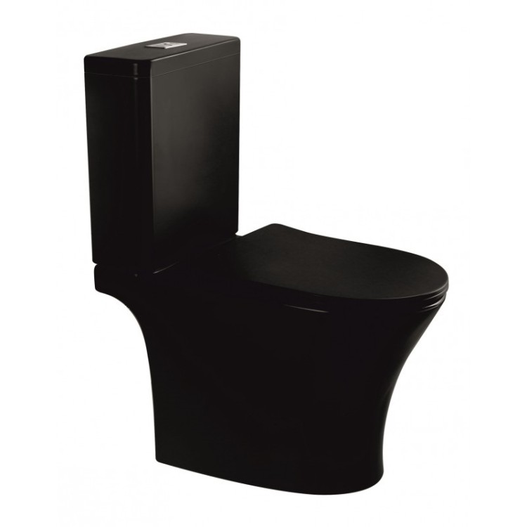 Tualetes pods Inter Ceramic Daisy Rimless ar Soft Close poda vāku, melns matēts
