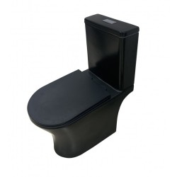 Tualetes pods Inter Ceramic Daisy Rimless ar Soft Close poda vāku, melns matēts