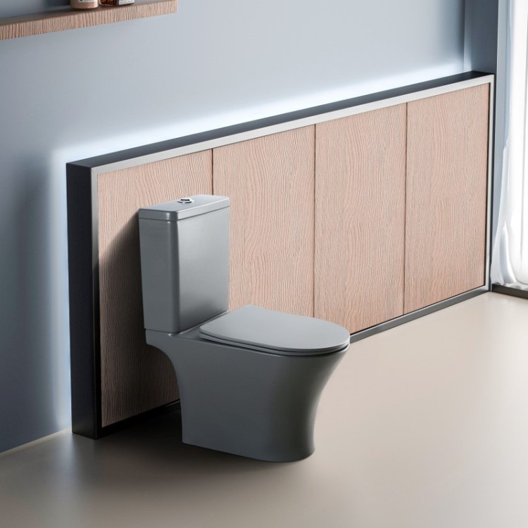 Tualetes pods Inter Ceramic Daisy Rimless ar Soft Close poda vāku, pelēks matēts