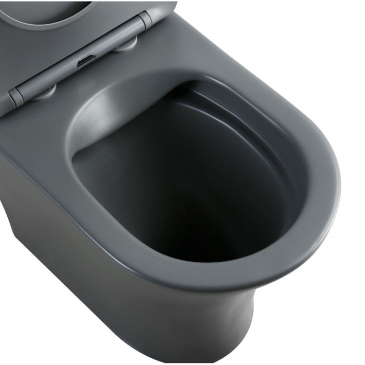 Tualetes pods Inter Ceramic Daisy Rimless ar Soft Close poda vāku, pelēks matēts