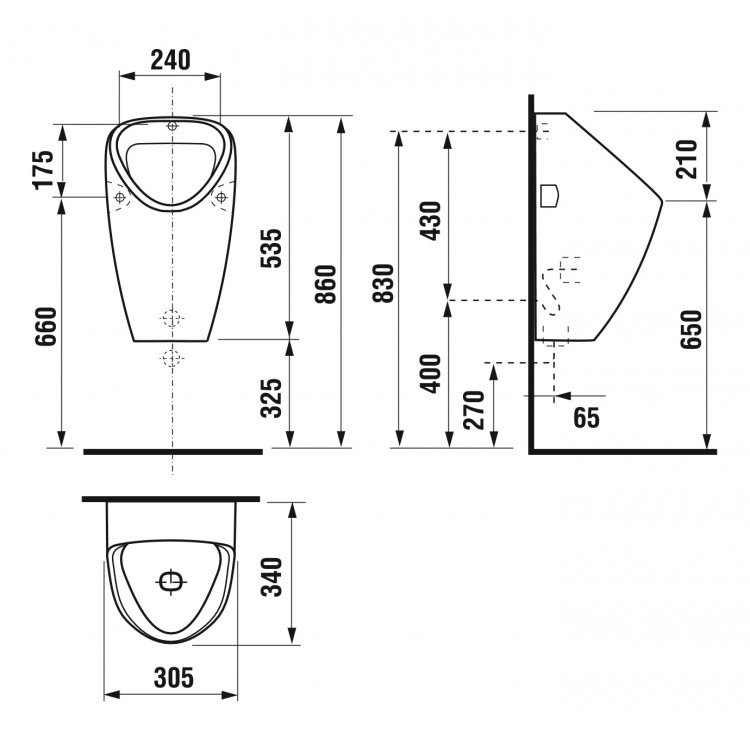 Pisuārs Jika GOLEM ar slēpto pievadu, H843060
