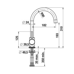 Virtuves izlietnes maisītājs JIKA Mio Style, melns matēts