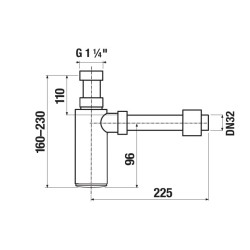 Izlietnes sifons glāze bez izplūdes Jika Mio 1 1/4x32, melns matēts