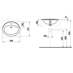 Vannas istabas iebūvējamā izlietne Jika Ibon 56x48cm, H813011