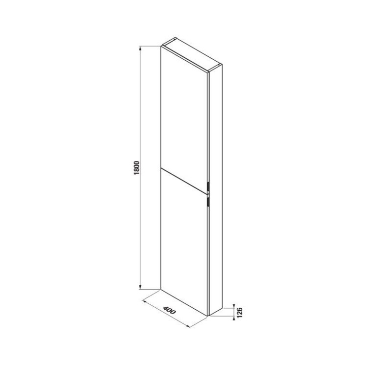 Vannas istabas augstais skapis Jika PURE 180x40x13cm, melns matēts