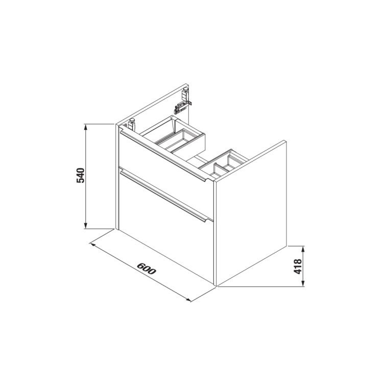 Vannas istabas skapītis ar izlietni Jika PURE 625x440 mm, melns matēts