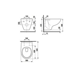 Tualetes pods piekaramais JIKA Euroline-N ar vāku, balts H86679