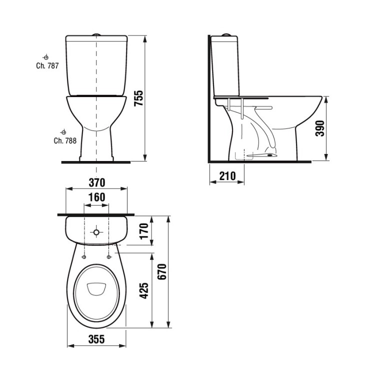 Tualetes pods JIKA Euroline ar Soft Close vāku, vertikāls izvads H8677970007871