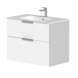 Vannas istabas skapītis KAME BIG ar izlietni Elida 81x46cm, rievota fasāde, balts matēts