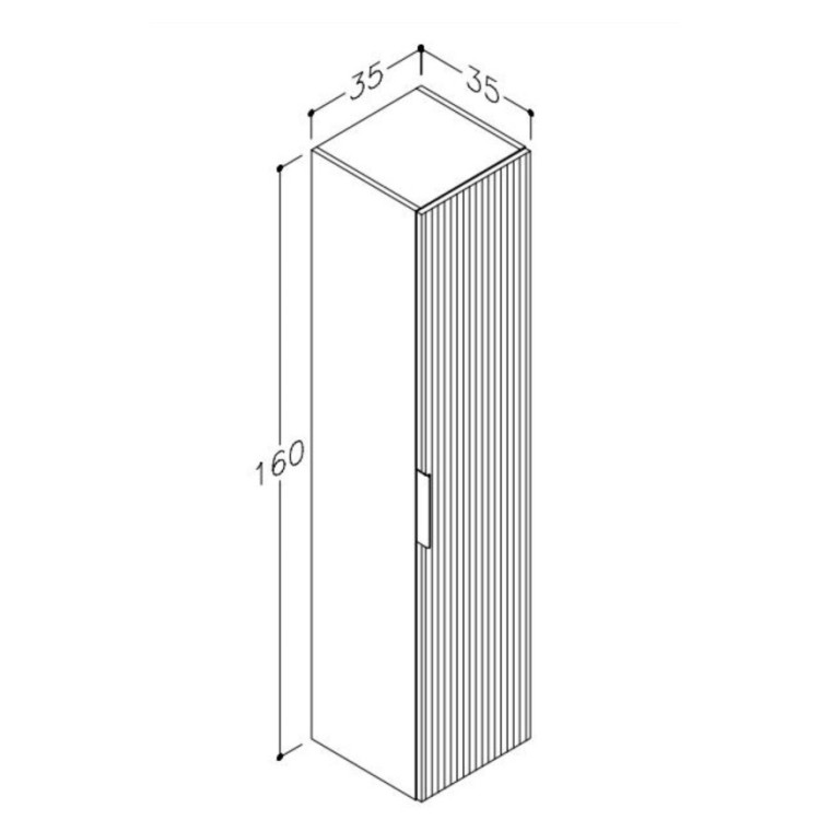 Vannas istabas augstais skapis KAME BIG 160x35cm, rievota fasāde, matēts balts