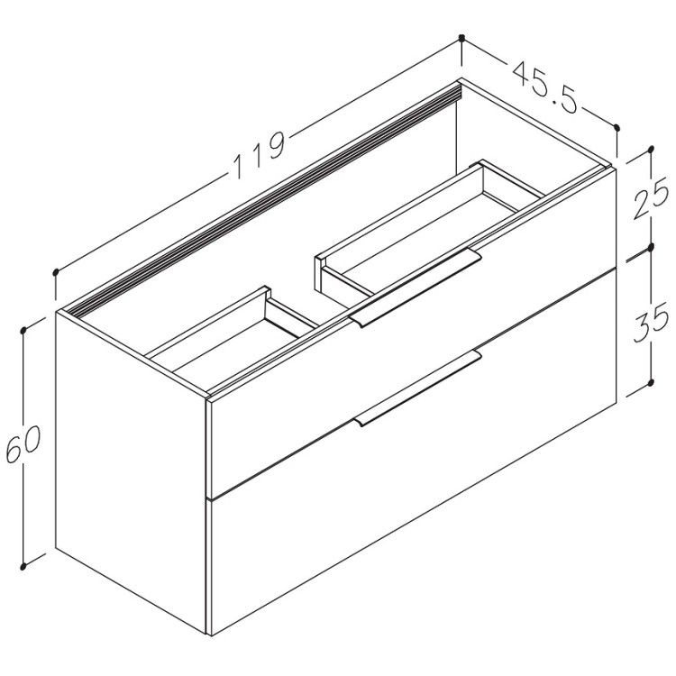 Vannas istabas skapītis KAME BIG ar izlietni ILSA 121x46cm, tobacco aok