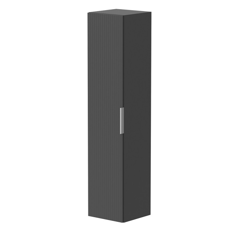 Vannas istabas augstais skapis KAME BIG 160x35cm, rievota fasāde, grafīts